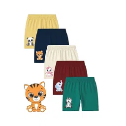 Minicult Kids Pack Of 5 Printed Regular Fit Cotton Shorts-picture-34