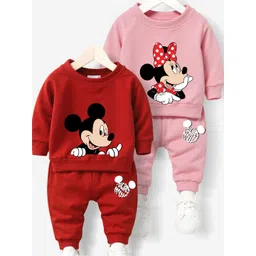 Minicult Kids Printed Round Neck Pack Of 2 Sweatshirt With Joggers-image-12