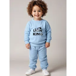 Minicult Kids Printed Round Neck Pure Cotton Sweatshirt With Jogger-picture-15