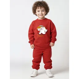 Minicult Kids Printed Round Neck Pure Cotton Sweatshirt With Jogger-picture-57