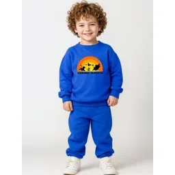 Minicult Kids Printed Round Neck Pure Cotton Sweatshirt With Jogger-picture-31