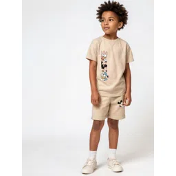 Minicult Kids Printed Short Sleeves Round Neck Pure Cotton T-shirt with Shorts-picture-15