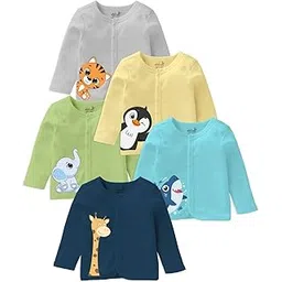 minicult Set of Cotton Unisex Front Open T-Shirt with snap Buttons Pack 5 jhabla-picture-18