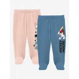 Minicult Unisex Kids Pack of 2 Footed Cotton Lounge Pants-picture-55