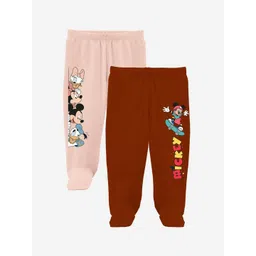 Minicult Unisex Kids Set Of 2 Printed Footed Pure Cotton Lounge Pants-picture-15