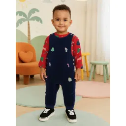 Miniklub Boys Blue & Red Cotton Printed Dungaree Set-picture-35