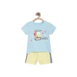 MINIKLUB Boys Blue & Yellow Graphic Print T-Shirt with Shorts-image-48