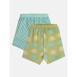 MINIKLUB Boys Green & Blue Printed Shorts (Pack Of 2)-picture-37