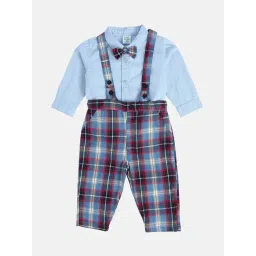 MINIKLUB Boys Multicolor Cotton Checks Full Sleeves Dungaree Set-picture-41