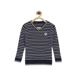 MINIKLUB Boys Navy Striped Full Sleeves Sweater-picture-34