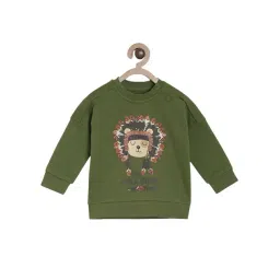 MINIKLUB Boys Olive Printed Full Sleeves Sweatshirt-picture-27