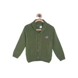 MINIKLUB Boys Olive Self Design Full Sleeves Sweater-picture-33