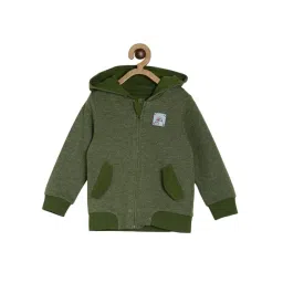 MINIKLUB Boys Olive Textured Full Sleeves Hoodie-picture-45