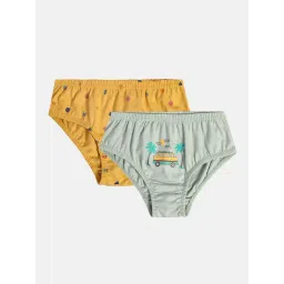 MINIKLUB Boys Orange & Green Printed Briefs (Pack Of 2)-picture-14