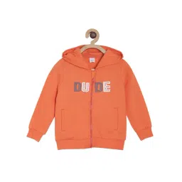 MINIKLUB Boys Orange Printed Full Sleeves Hoodie-picture-47