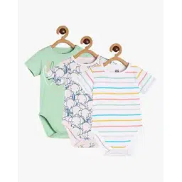 miniklub Boys Pack of 3 Printed Cotton Bodysuits-picture-37
