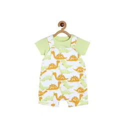 MINIKLUB Boys White & Green Printed T-Shirt with Dungaree-picture-17