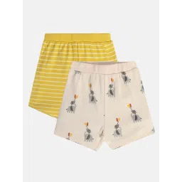 MINIKLUB Boys Yellow & Cream Printed Shorts (Pack Of 2)-picture-40
