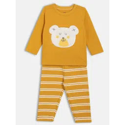 Miniklub Boys Yellow Knitted Regular Fit Embroidered Top and Bottom-image-27