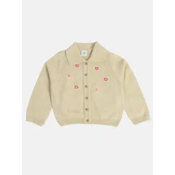 MINIKLUB Girls Cream Self Design Full Sleeves Sweater-picture-21