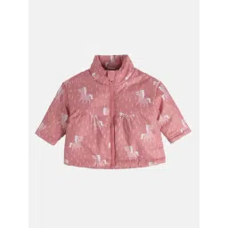 MINIKLUB Girls Dusty Pink Printed Full Sleeves Jacket-picture-36