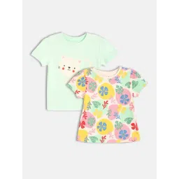 MINIKLUB Girls Green & Pink Printed Top - Pack of 2-picture-13