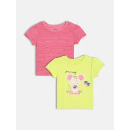 Miniklub Girls Green & Pink Regular Fit Printed Top-picture-19