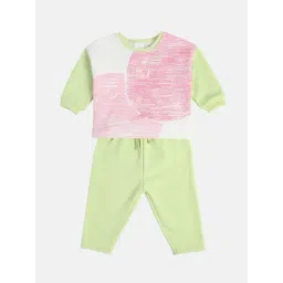 MINIKLUB Girls Green Cotton Printed Full Sleeves Top And Bottom-picture-11