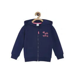MINIKLUB Girls Navy Graphic Print Full Sleeves Hoodie-picture-40
