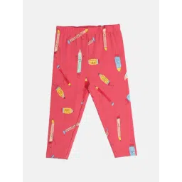 MINIKLUB Girls Pink Cotton Printed Full Sleeves Legging-picture-34