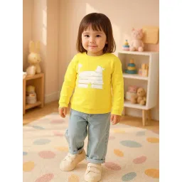 Miniklub Girls Yellow Cotton Applique Sweatshirt-picture-29