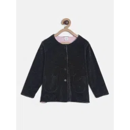 MINIKLUB Kids Black Textured Full Sleeves Jacket-picture-12