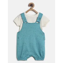 MINIKLUB Kids Blue & White Printed T-Shirt With Dungree-picture-26