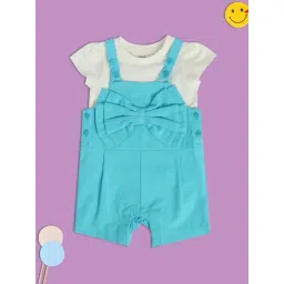 MINIKLUB Kids Blue & White Regular Fit Dungaree Set-picture-28