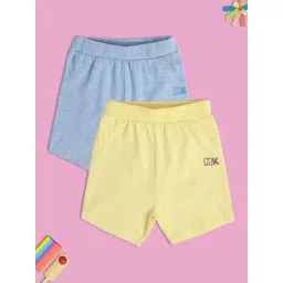 MINIKLUB Kids Blue & Yellow Solid Shorts (Pack Of 2)-picture-27
