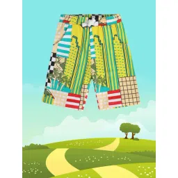 MINIKLUB Kids Green & Cream Printed Shorts-picture-24