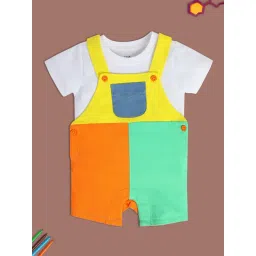 MINIKLUB Kids Multicolor Color Block Dungaree with T-Shirt-picture-45