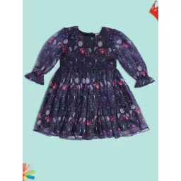 MINIKLUB Kids Navy Printed Full Sleeves Dress-picture-32