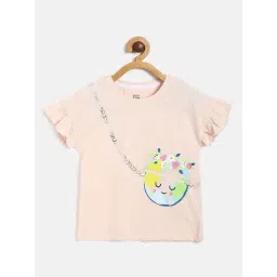 MINIKLUB Kids Peach Printed Top-picture-23