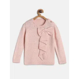 MINIKLUB Kids Peach Solid Full Sleeves Sweater-picture-28