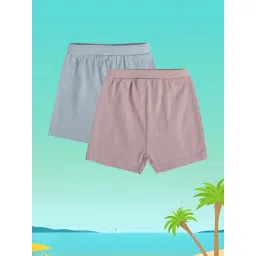 MINIKLUB Kids Pink & Blue Solid Shorts (Pack Of 2)-picture-36