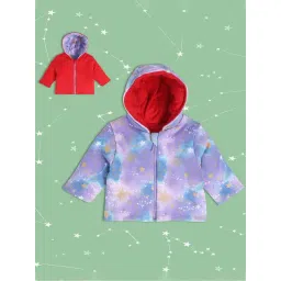 MINIKLUB Kids Red & Purple Printed Full Sleeves Reversible Jacket-picture-18