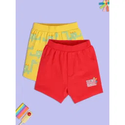 MINIKLUB Kids Red & Yellow Printed Shorts (Pack Of 2)-picture-42
