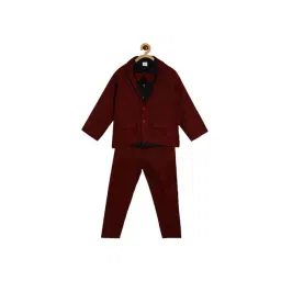 MINIKLUB Kids Red Cotton Regular Fit Full Sleeves Shirt Set-picture-40