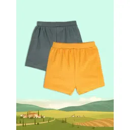 MINIKLUB Kids Sage Green & Yellow Solid Shorts (Pack Of 2)-picture-39