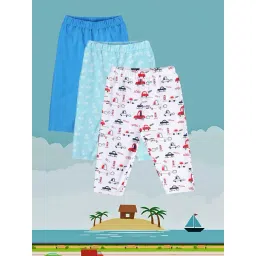 MINIKLUB Kids White & Blue Printed Pants (Pack Of 3)-picture-17