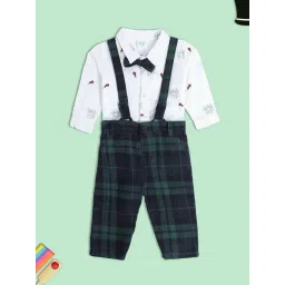 MINIKLUB Kids White & Green Graphic Print Full Sleeves Shirt, Pants with Bow-picture-20