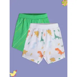 MINIKLUB Kids White & Green Printed Shorts (Pack Of 2)-picture-10