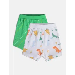 MINIKLUB Kids White & Green Printed Shorts (Pack Of 2) image 5