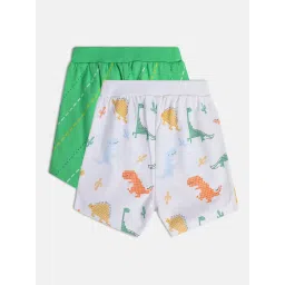 MINIKLUB Kids White & Green Printed Shorts (Pack Of 2) image 2